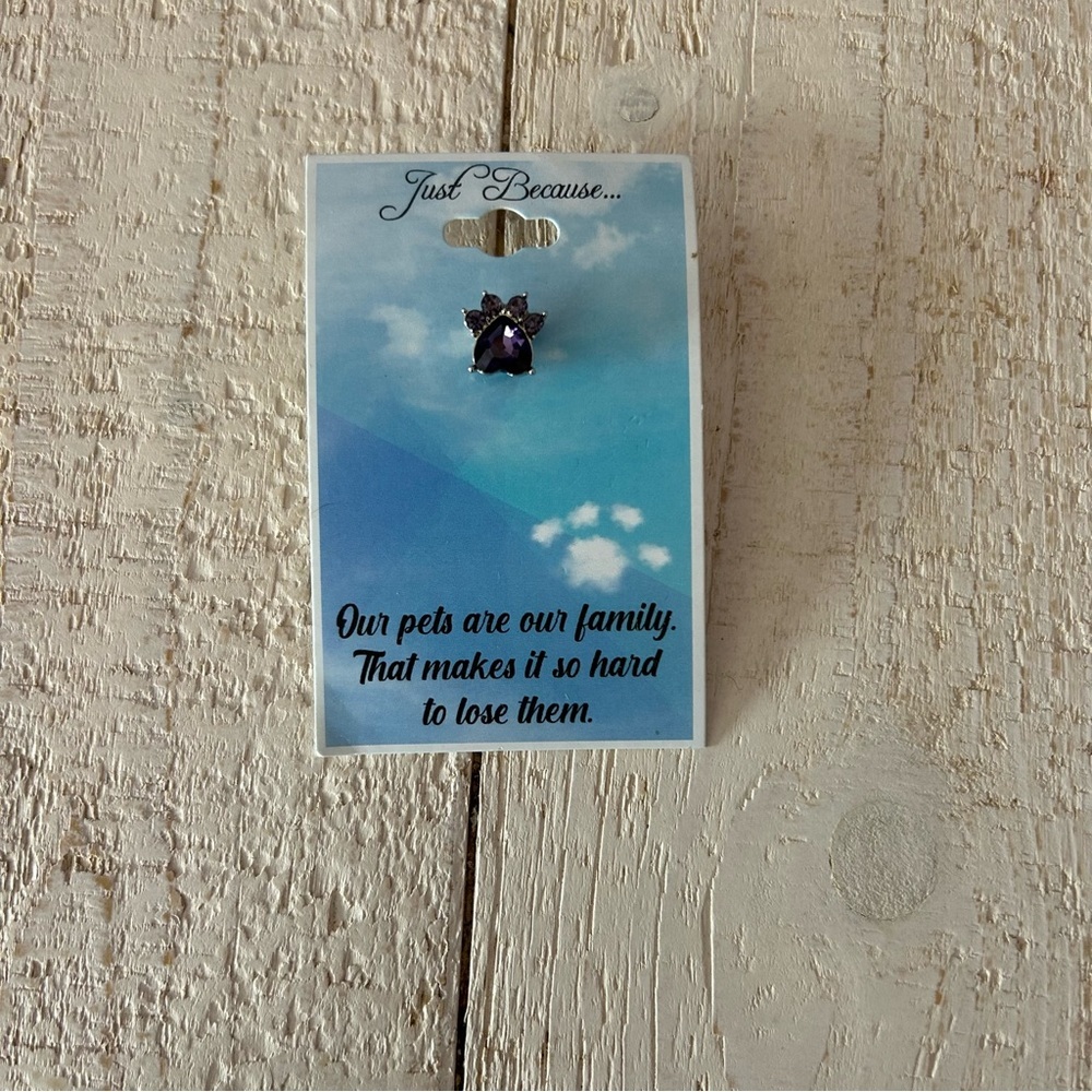 Pets Are Family Amethyst Pin